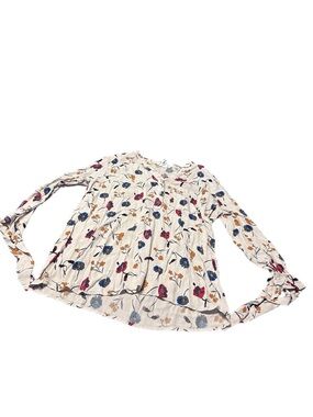 For The Republic Cream Floral Long-Sleeve Blouse with Blue & Red Accents